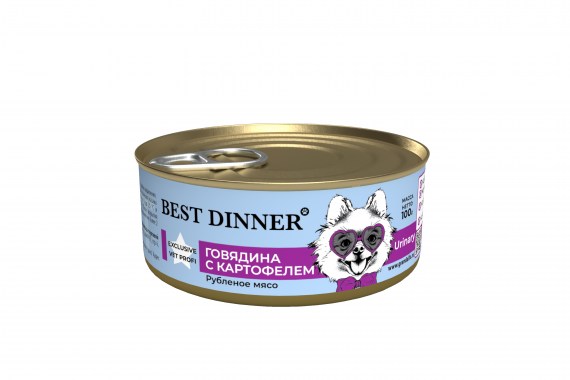 Best Dinner Urinary Exclusive Vet Profi Влажный корм для собак для профилактики мочекаменной болезни Говядина с картофелем