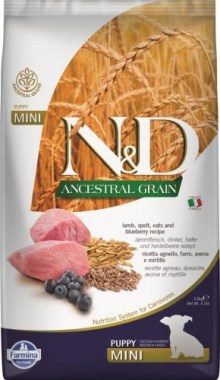 Farmina N&D Ancestral Dog Lamb & Blueberry Puppy Mini щенков, беременных и кормящих собак мелких пород