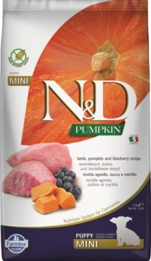 Farmina N&D Dog GF Pumpkin Lamb & Blueberry Puppy Mini для щенков, беременных и кормящих собак мелких пород