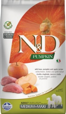 Farmina N&D Dog GF Pumpkin Wild Boar & Apple Adult Medium & Maxi для взрослых собак средних и крупных пород