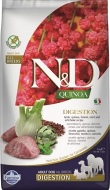 Farmina N&D Dog Quinoa Digestion Lamb для взрослых собак. Поддержка пищеварения