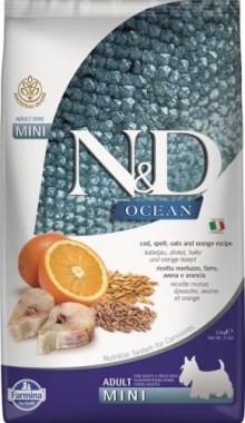 Farmina N&D Ocean Dog Codfish, Spelt, Oats and Orange Adult Mini для взрослых собак мелких пород