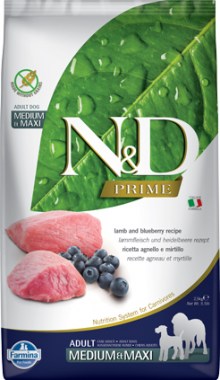 Farmina N&D Prime Dog Lamb & Blueberry Adult Medium & Maxi для взрослых собак средних и крупных пород